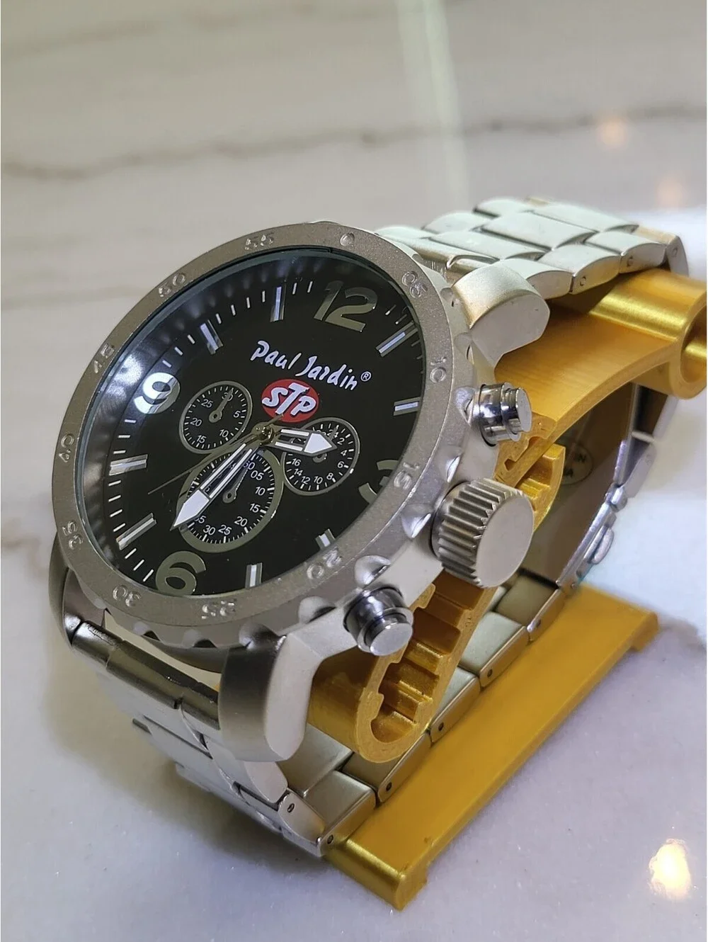 Men's Quartz Watch Working New Battery Automobilia 50mm STP Gas Filters WorksEUC